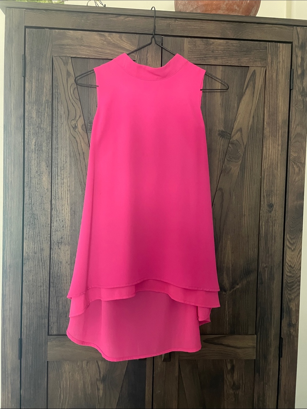 Sleeveless Layered top in Hot Pink